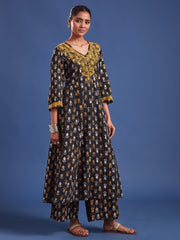 Chikankari Co-Ord Set with Katha and Block Print