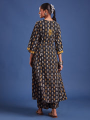 Chikankari Co-Ord Set with Katha and Hand Block Print