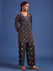 Block Print with Chikankari Kurta and Bottom