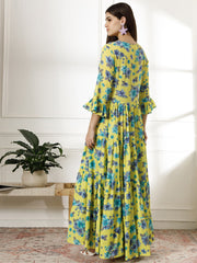 Dobby Cotton Three Layer Dress with Zardosi Work