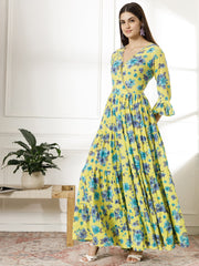 Dobby Cotton Three Layer Dress with Zardosi Work