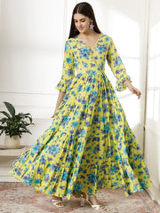 Dobby Cotton Three Layer Dress with Zardosi Work
