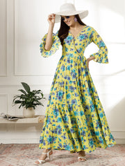 Dobby Cotton Three Layer Dress with Zardosi Work