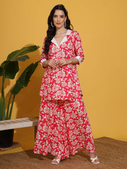 Pink and Cream flower Printed Co-Ord Set