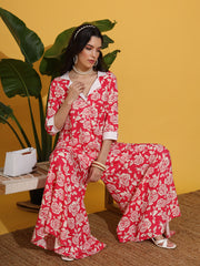 Pink and Cream flower Printed Co-Ord Set