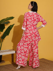 Pink and Cream flower Printed Co-Ord Set