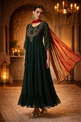 Hand Embroidery Georgette Ethnic Zardosi Dress