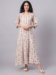 Cream Color with Pink flower Prints 3004