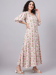 Cream Color with Pink flower Prints 3004