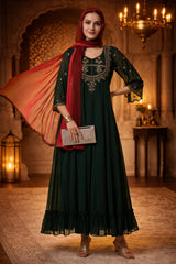 Hand Embroidery Georgette Ethnic Zardosi Dress
