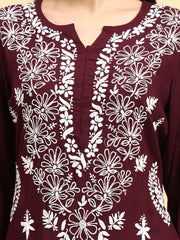 Hand Crafted Chikankari Voilet modal Kurta