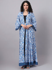 Blue Printed Viscose Rayon Shrug  S5000