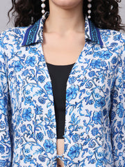 Blue Printed Viscose Rayon Shrug  S5000