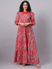 Crepe Printed Full Length Dress S3001