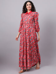Crepe Printed Full Length Dress S3001