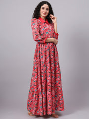 Crepe Printed Full Length Dress S3001