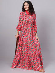 Crepe Printed Full Length Dress S3001