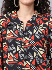 Black Orange Motif Prints 3002