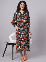 Black Orange Motif Prints 3002