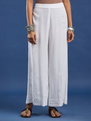 Rayon Chikankari White Color Plazzo