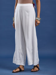 Rayon Chikankari White Color Plazzo