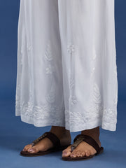 Rayon Chikankari White Color Plazzo