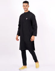 Black Color Mens Khadi Kurta - Sufiza Lifestyle