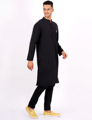 Black Color Mens Khadi Kurta - Sufiza Lifestyle