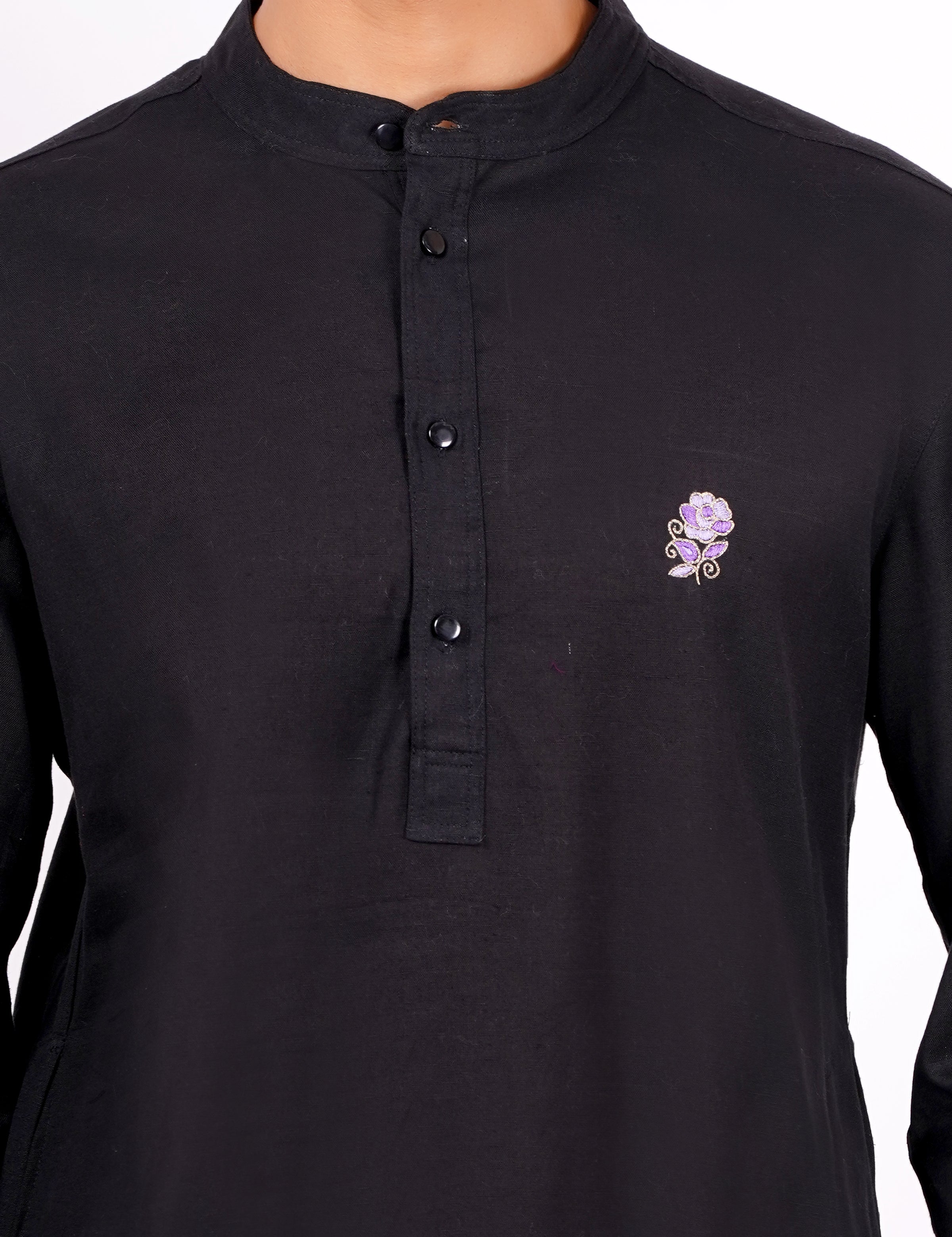 Black Color Mens Khadi Kurta - Sufiza Lifestyle