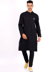 Black Color Mens Khadi Kurta - Sufiza Lifestyle