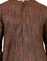 Brown Self Design Mens Khadi Kurta - Sufiza Lifestyle