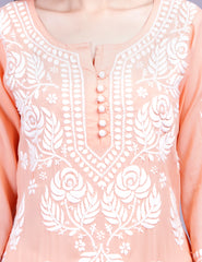 Light Orange Modal Chikankari Kurti - Sufiza Lifestyle