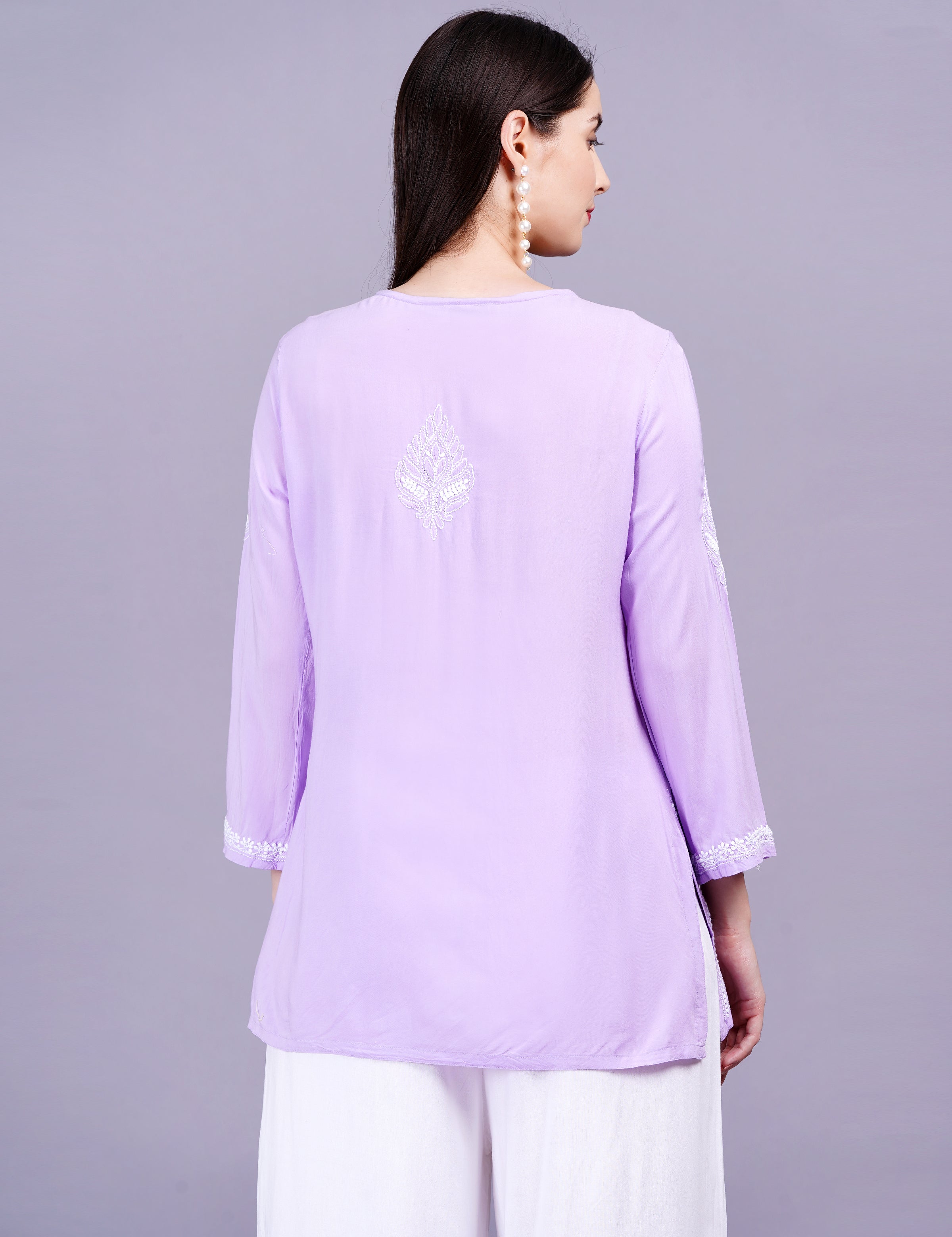 Modal Purple Color Chikankari Kurti - Sufiza Lifestyle