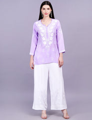 Modal Purple Color Chikankari Kurti - Sufiza Lifestyle