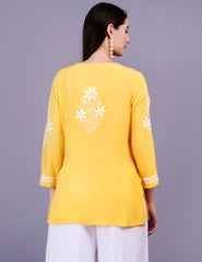 Modal Yellow Color Chikankari Kurti - Sufiza Lifestyle