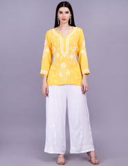 Modal Yellow Color Chikankari Kurti - Sufiza Lifestyle