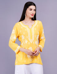 Modal Yellow Color Chikankari Kurti - Sufiza Lifestyle