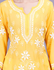 Modal Yellow Color Chikankari Kurti - Sufiza Lifestyle