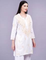 Cream Color Khadi Chikankari Kurti - Sufiza Lifestyle