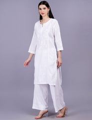 White Straight Chikankari kurta - Sufiza Lifestyle
