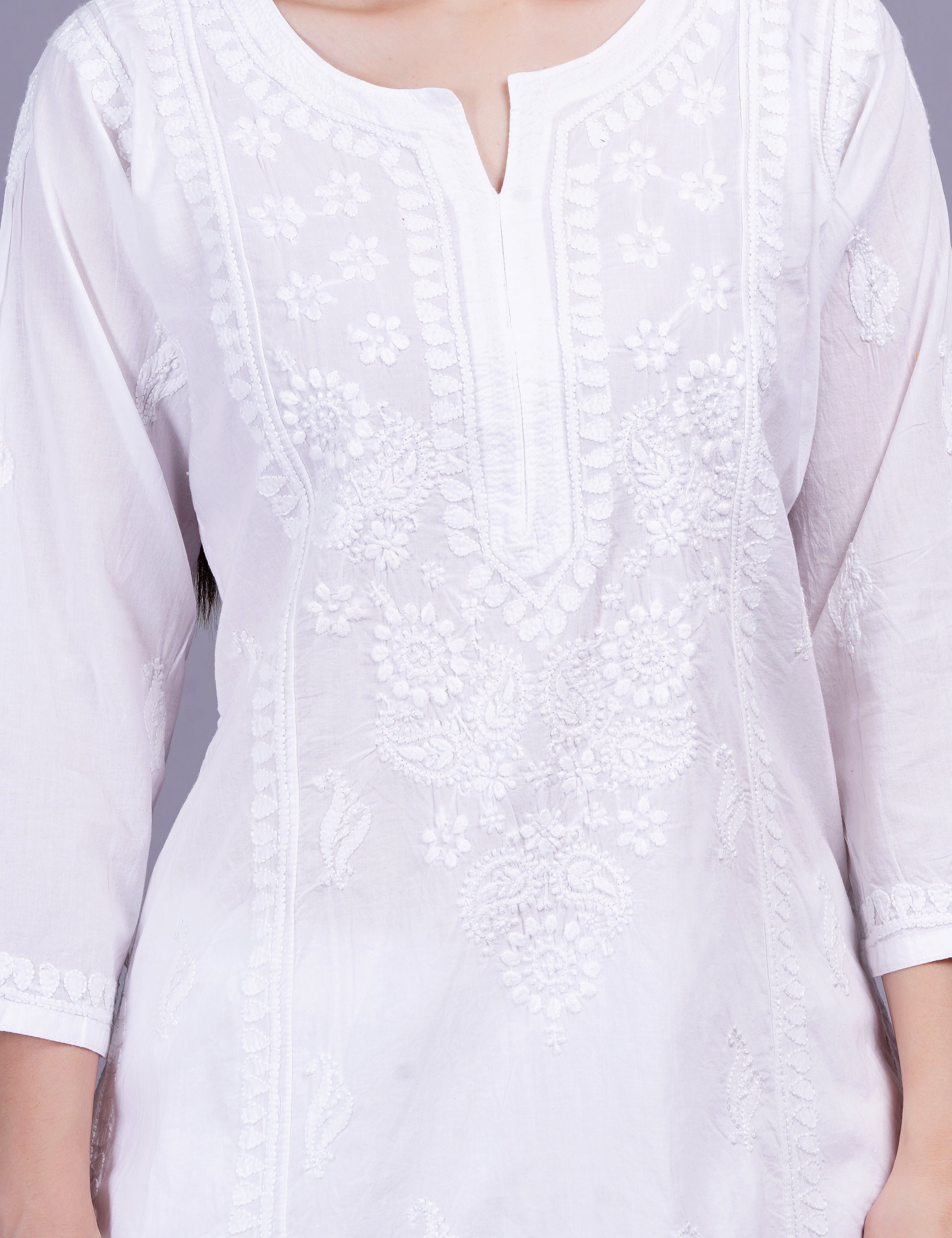 White Straight Chikankari kurta - Sufiza Lifestyle