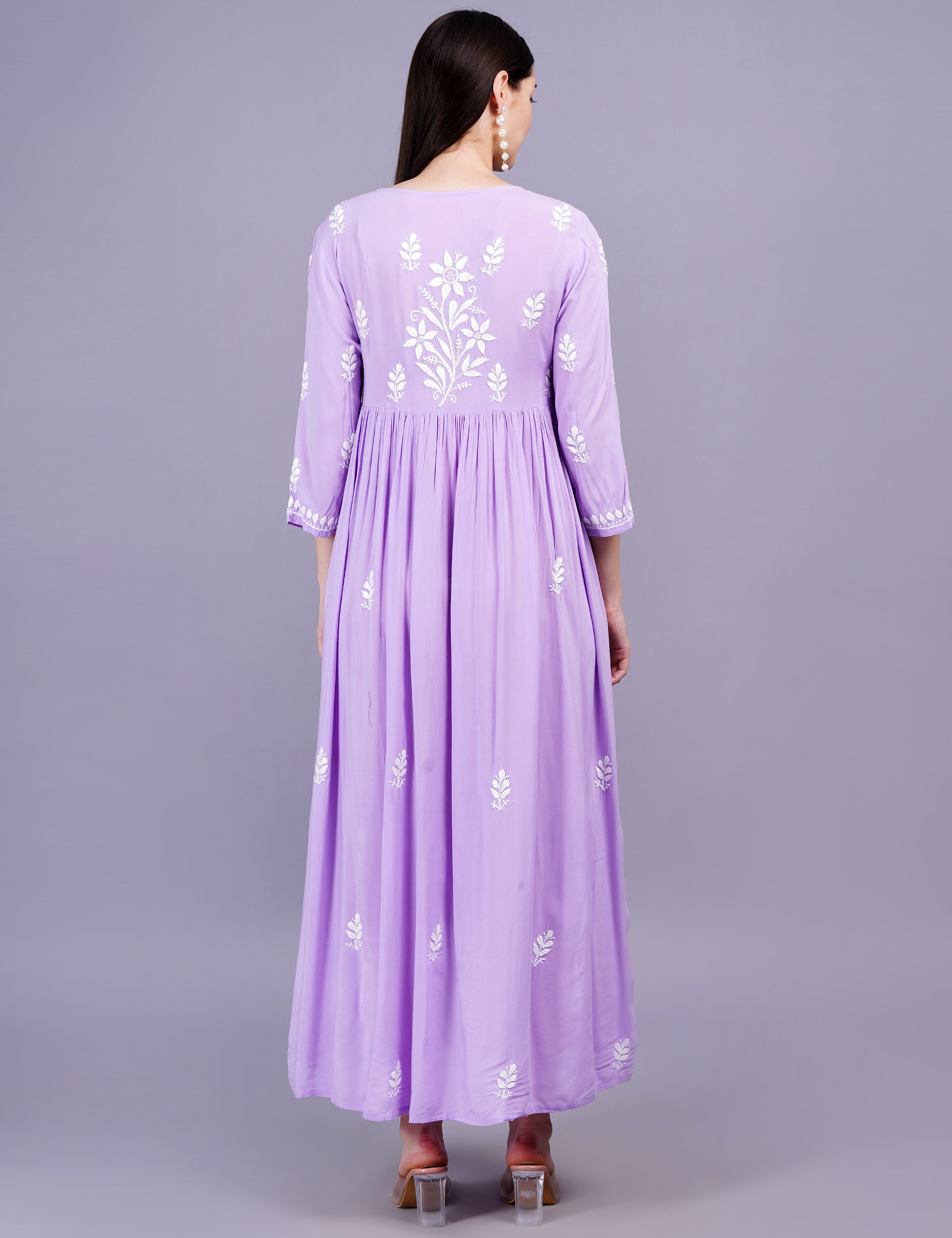 Modal Cotton Purple Chikankari Dress - Sufiza Lifestyle