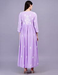 Modal Cotton Purple Chikankari Dress - Sufiza Lifestyle