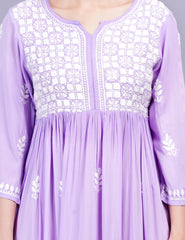 Modal Cotton Purple Chikankari Dress - Sufiza Lifestyle