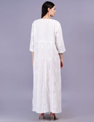 Dobby Cotton Angrakha Chikankari Dress - Sufiza Lifestyle