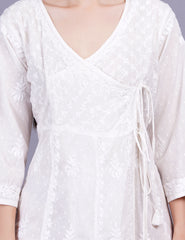 Dobby Cotton Angrakha Chikankari Dress - Sufiza Lifestyle