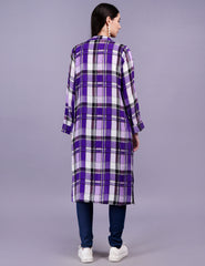 Check Cotton Purple Color Shrug - Sufiza Lifestyle