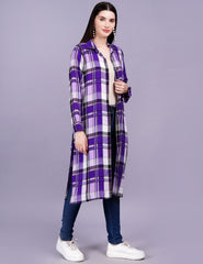 Check Cotton Purple Color Shrug - Sufiza Lifestyle