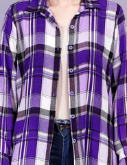 Check Cotton Purple Color Shrug - Sufiza Lifestyle