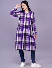Check Cotton Purple Color Shrug - Sufiza Lifestyle